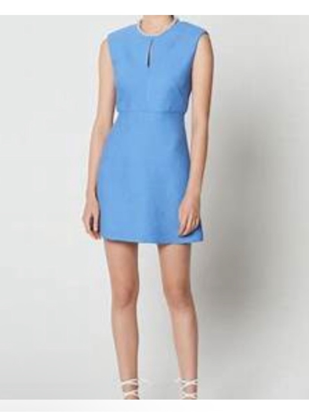 Sandro Paris Rosalie Blue Pearl Embellished Mini Dress Size 2 / US 6